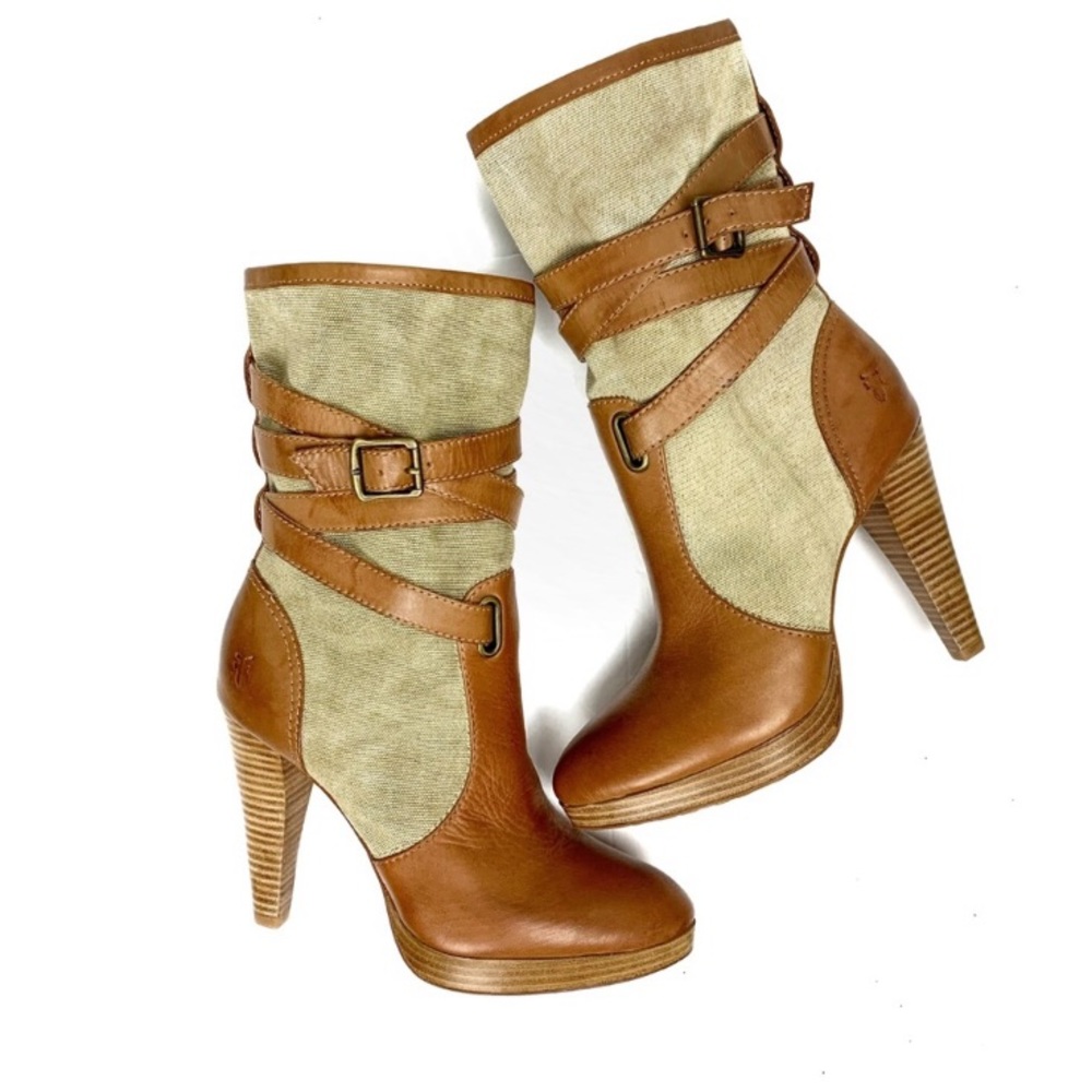 Frye Harlow Multi Strap Heeled Boot Size 8.5